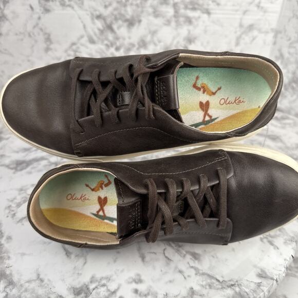 Olukai Women's Pehuea Li Ili Brown Leather Convertible Sneaker Size US8 / EU38 - Picture 8 of 10